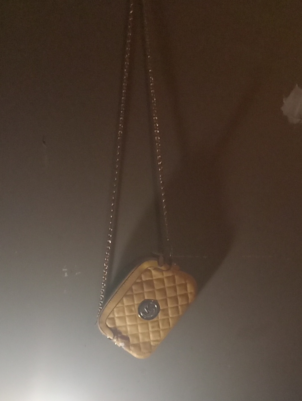 Michael Kors Quilted Tan Crossbody with Gold Chain and Round Logo - Picture 1 of 8